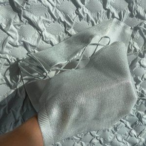 Zara Tops | Zara Metallic Knit Side Tie Open Crop Lame Top